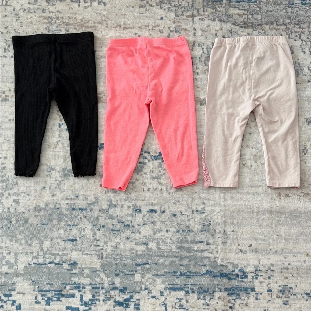 Kids Leggings Set - Black & Pinks